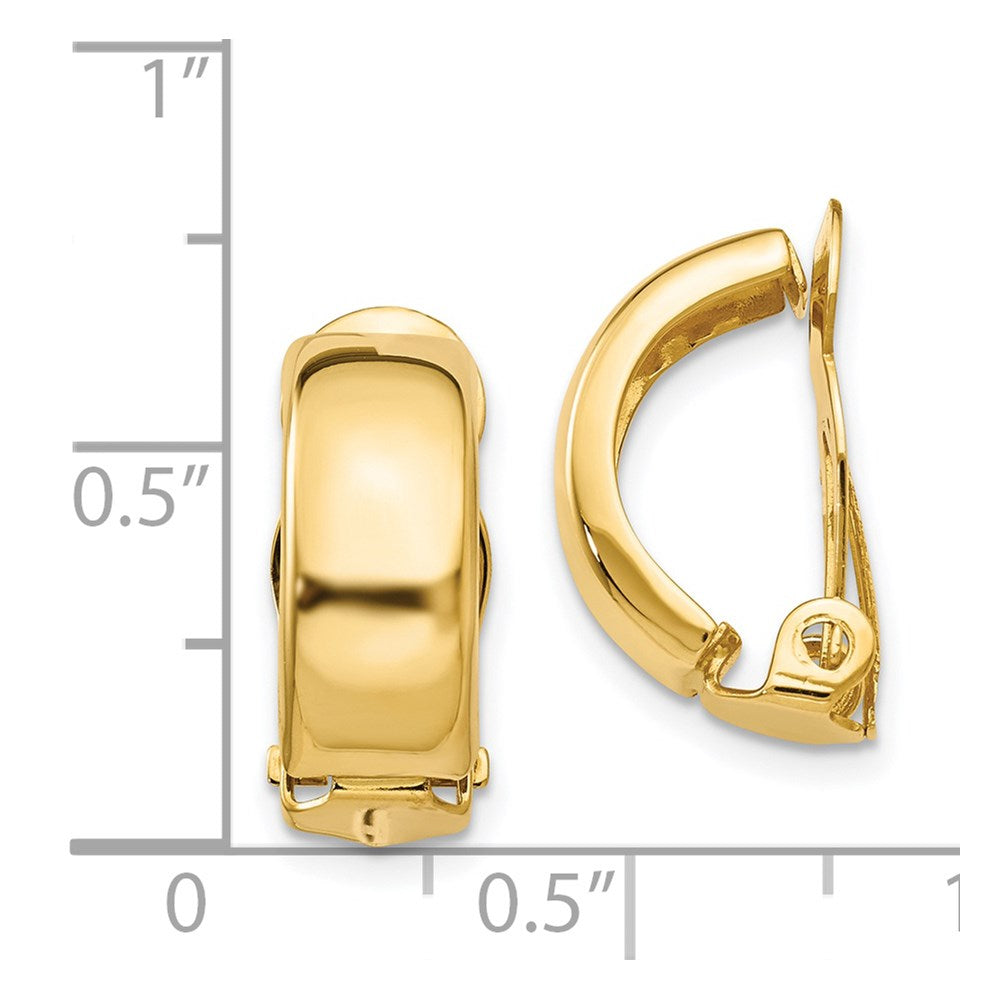 14k 6x18mm Polished Half Hoop Omega Back Non-Pierced Earrings