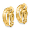 14k 3x16mm Ribbed Half Hoop Omega Back Non-Pierced Earrings