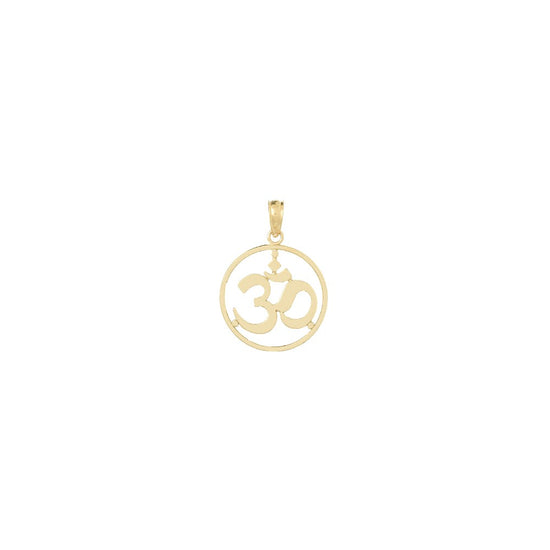 10K Cut-out Round Frame Yoga Om Symbol Pendant