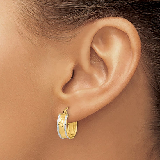 5mm Gold Satin Diamond-cut Hoop Earrings
